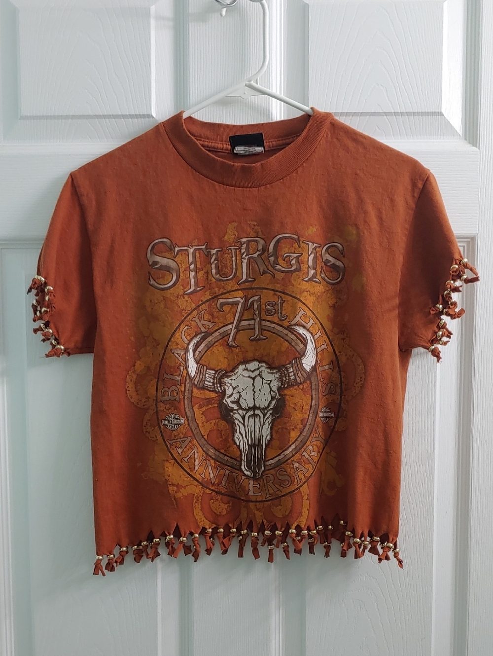Harley Davidson Sturgis Fringe Biker T Shirt Western Beaded Women's Size S - Picture 2 of 7